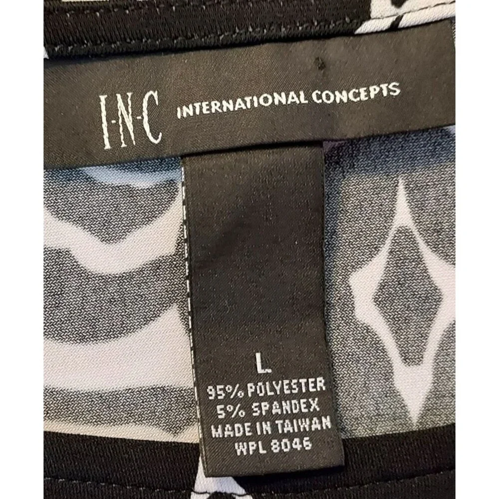 INC International Concepts Shirt Top Womens Large Asymmetrical Hem Black White - Picture 7 of 12